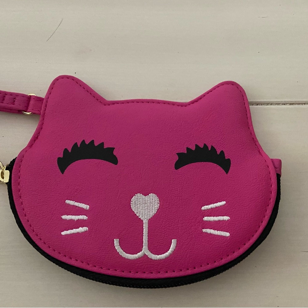 Luv by Betsey Johnson pink cat face wristlet/card holder!